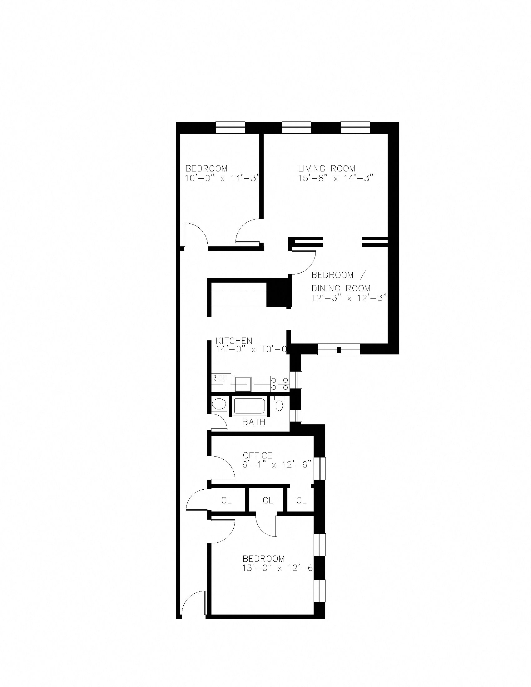 3 Bedroom 1 Bathroom with Dining Room Floor Plan 15